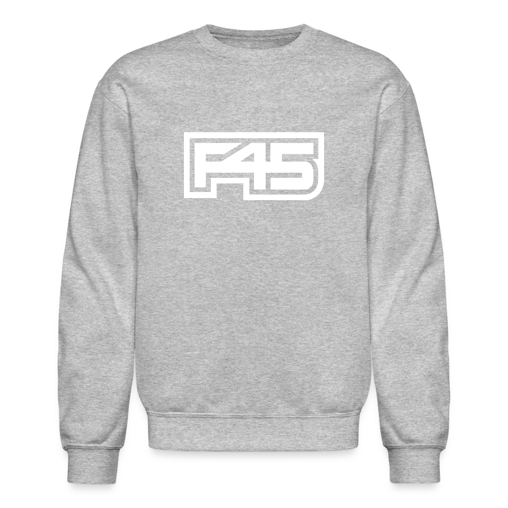 Unisex F45 Crewneck - White Logo - heather gray