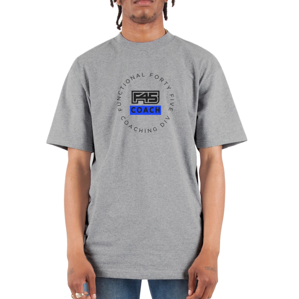 F45 Oversized Coach T-Shirt (Blue) - heather gray