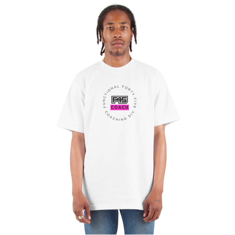 F45 Oversized Coach T-Shirt (Pink/Black) - white