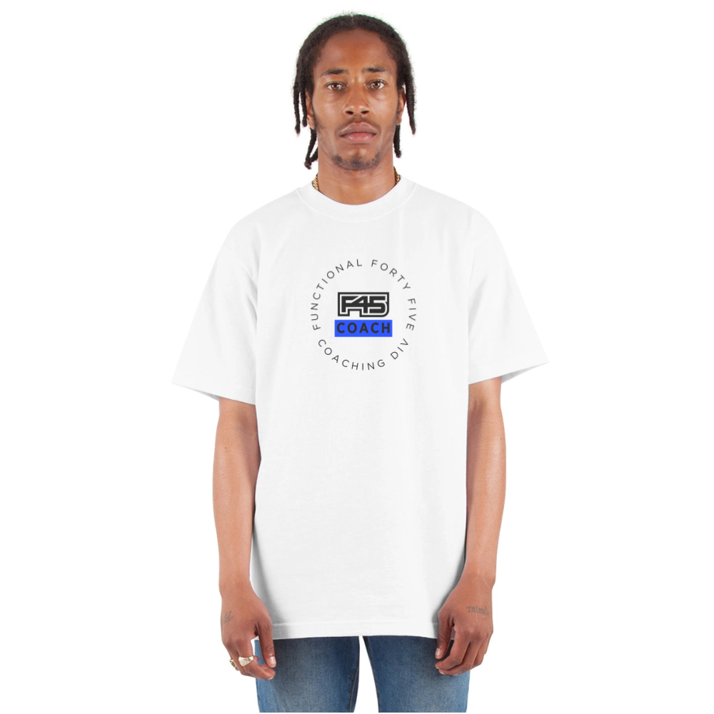 F45 Oversized Coach T-Shirt (Blue) - white