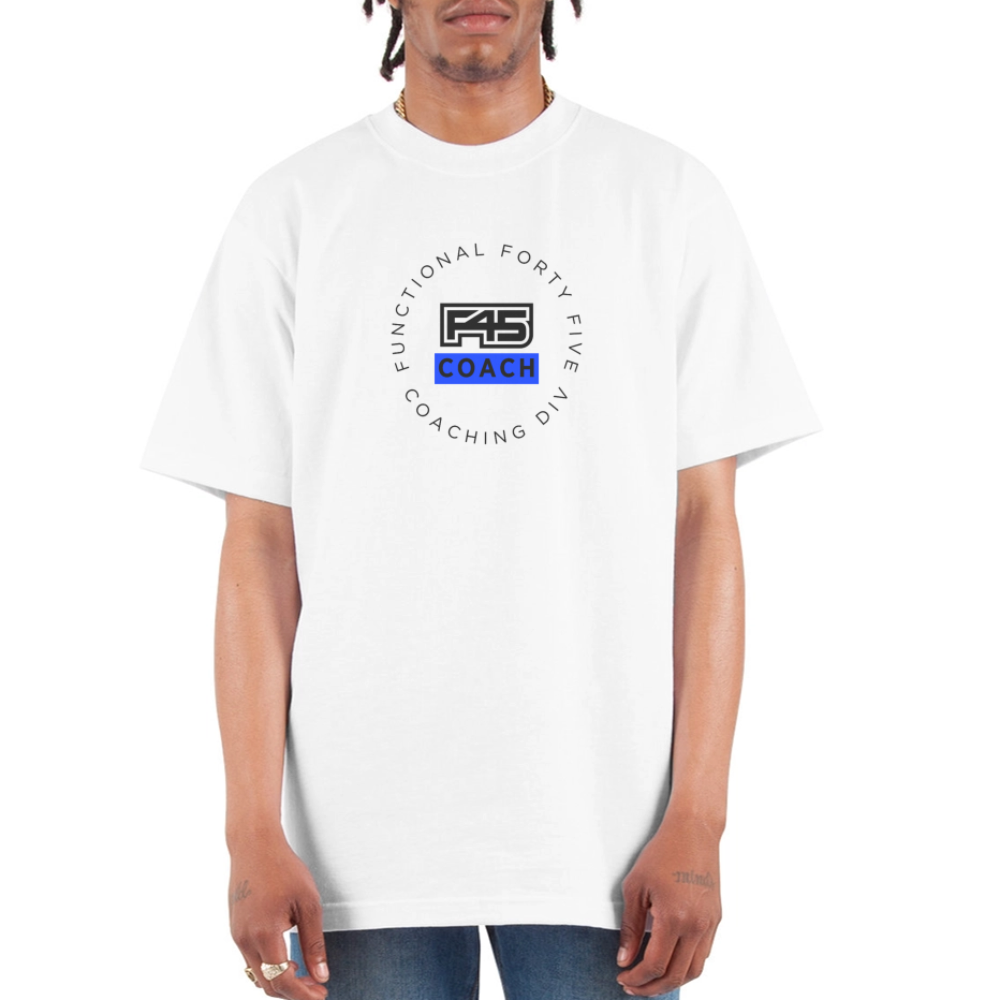 F45 Oversized Coach T-Shirt (Blue) - white