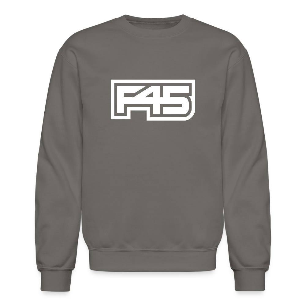 Unisex F45 Crewneck - White Logo - asphalt gray
