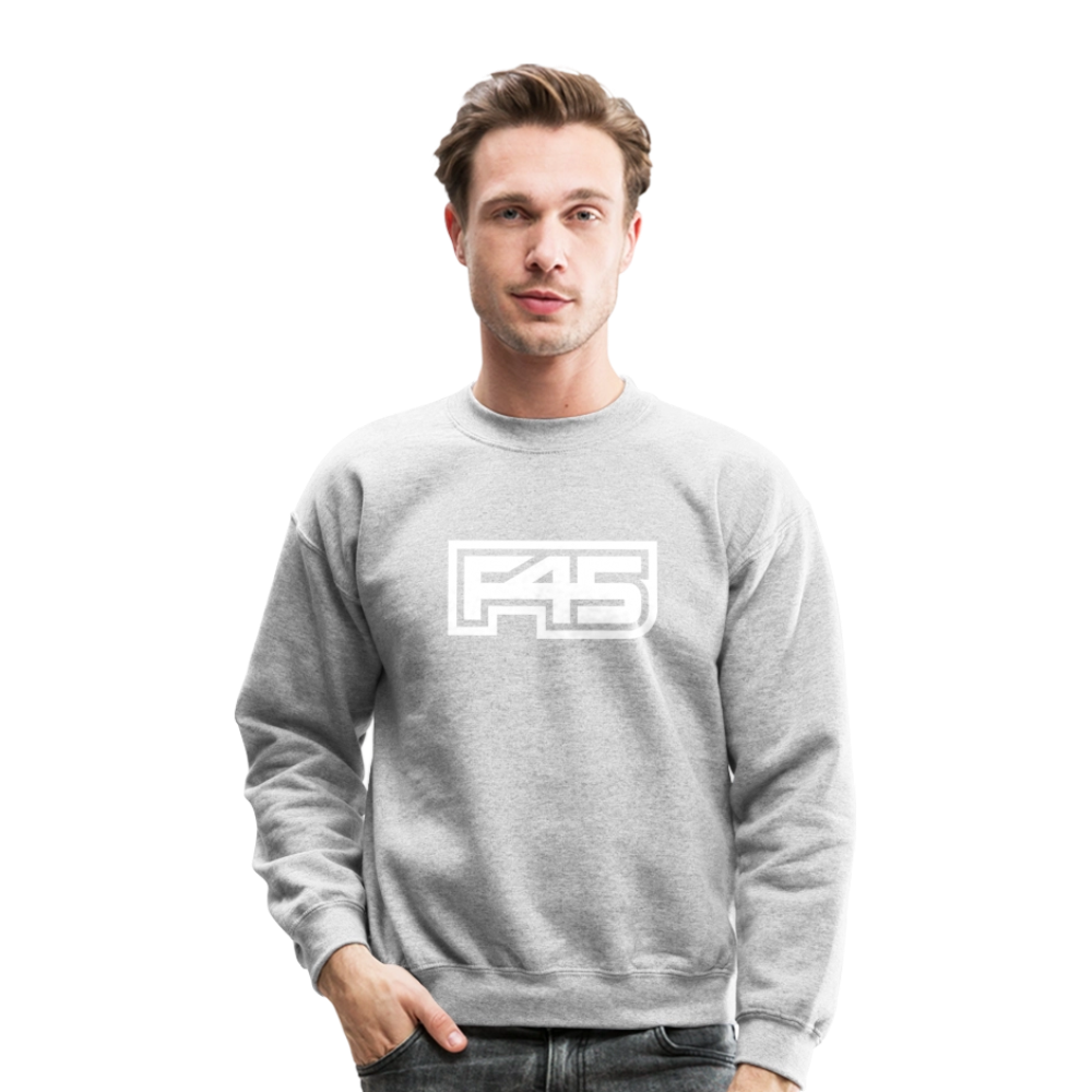 Unisex F45 Crewneck - White Logo - heather gray