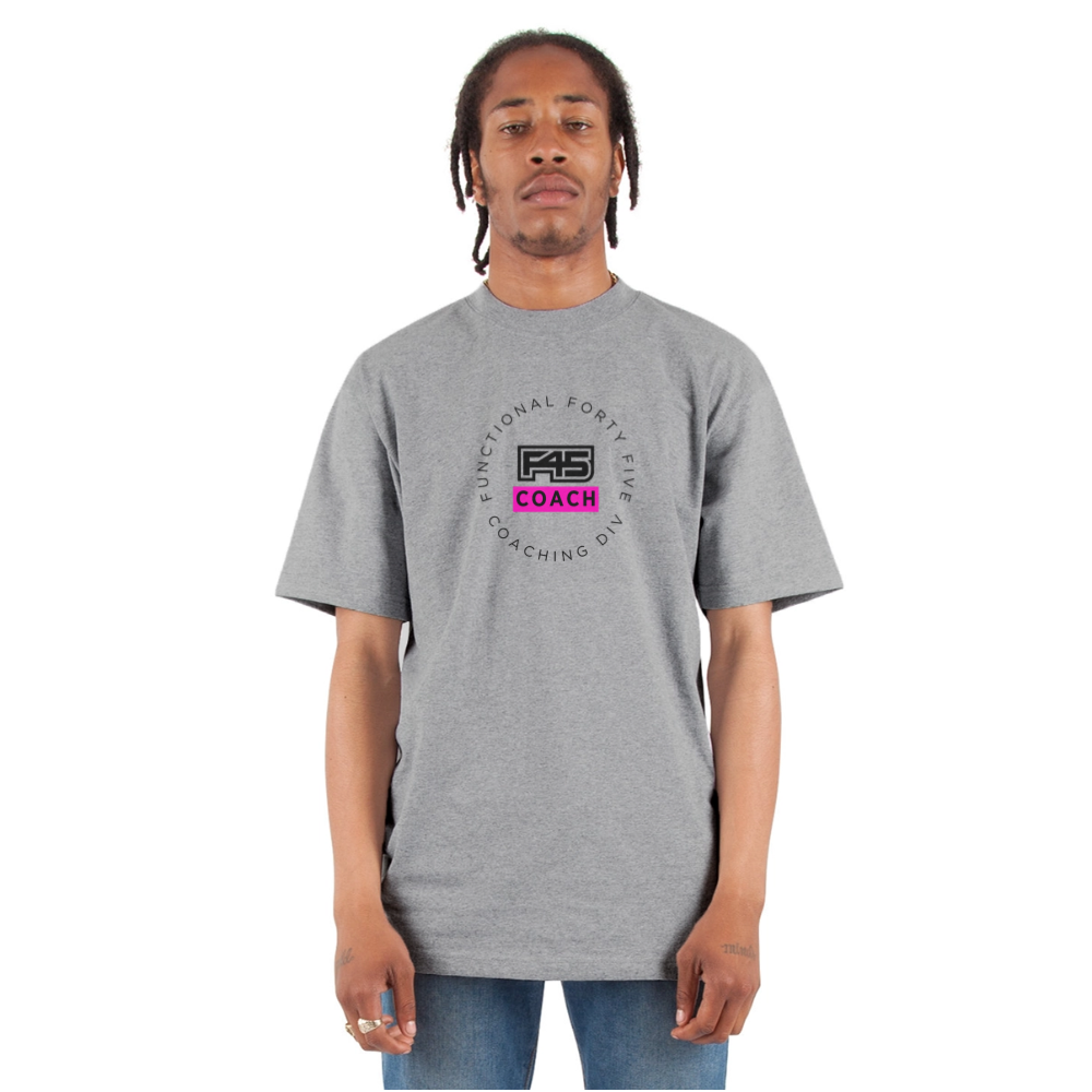 F45 Oversized Coach T-Shirt (Pink/Black) - heather gray
