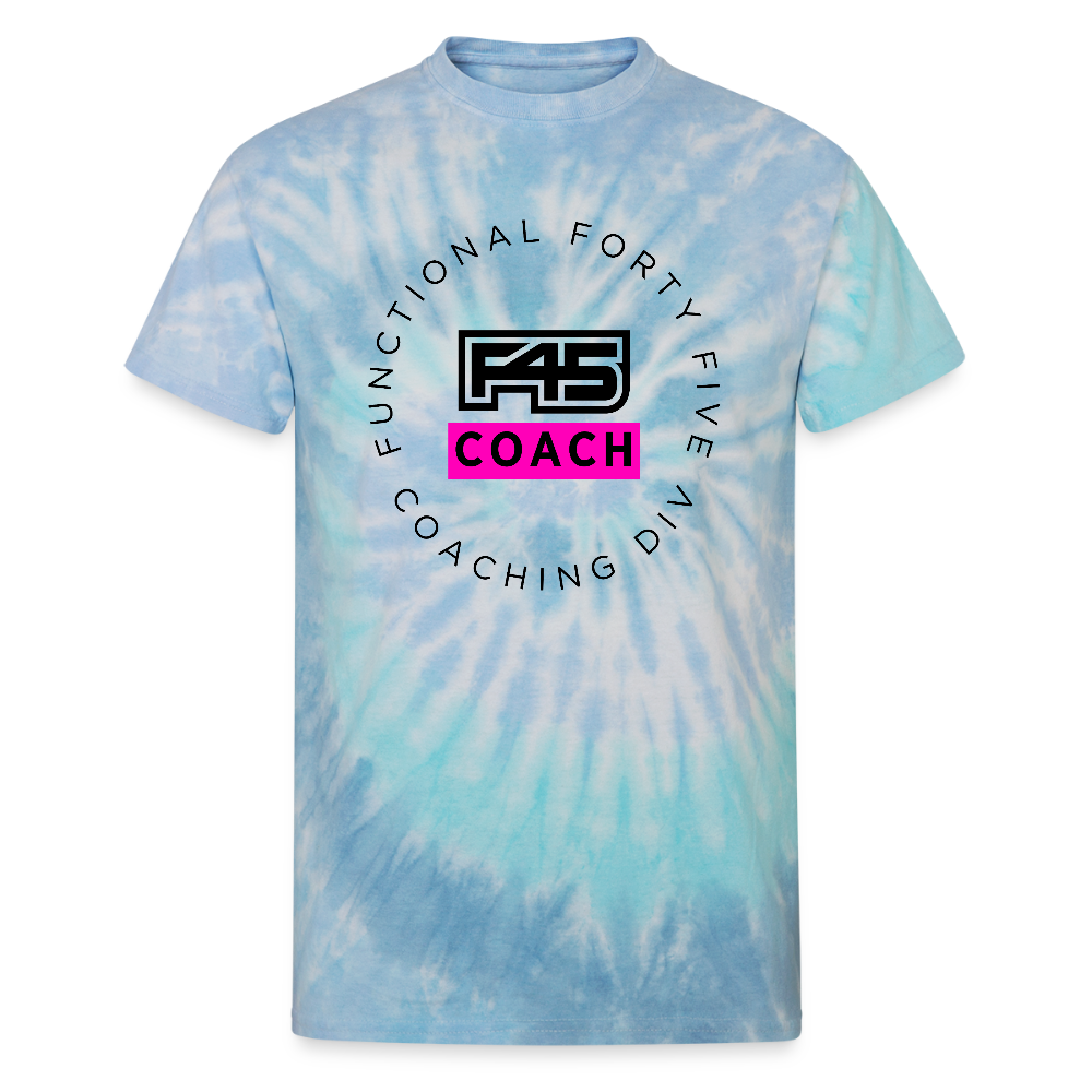Unisex Tie Dye Coach T-Shirt (Pink logo) (5 colors) - blue lagoon