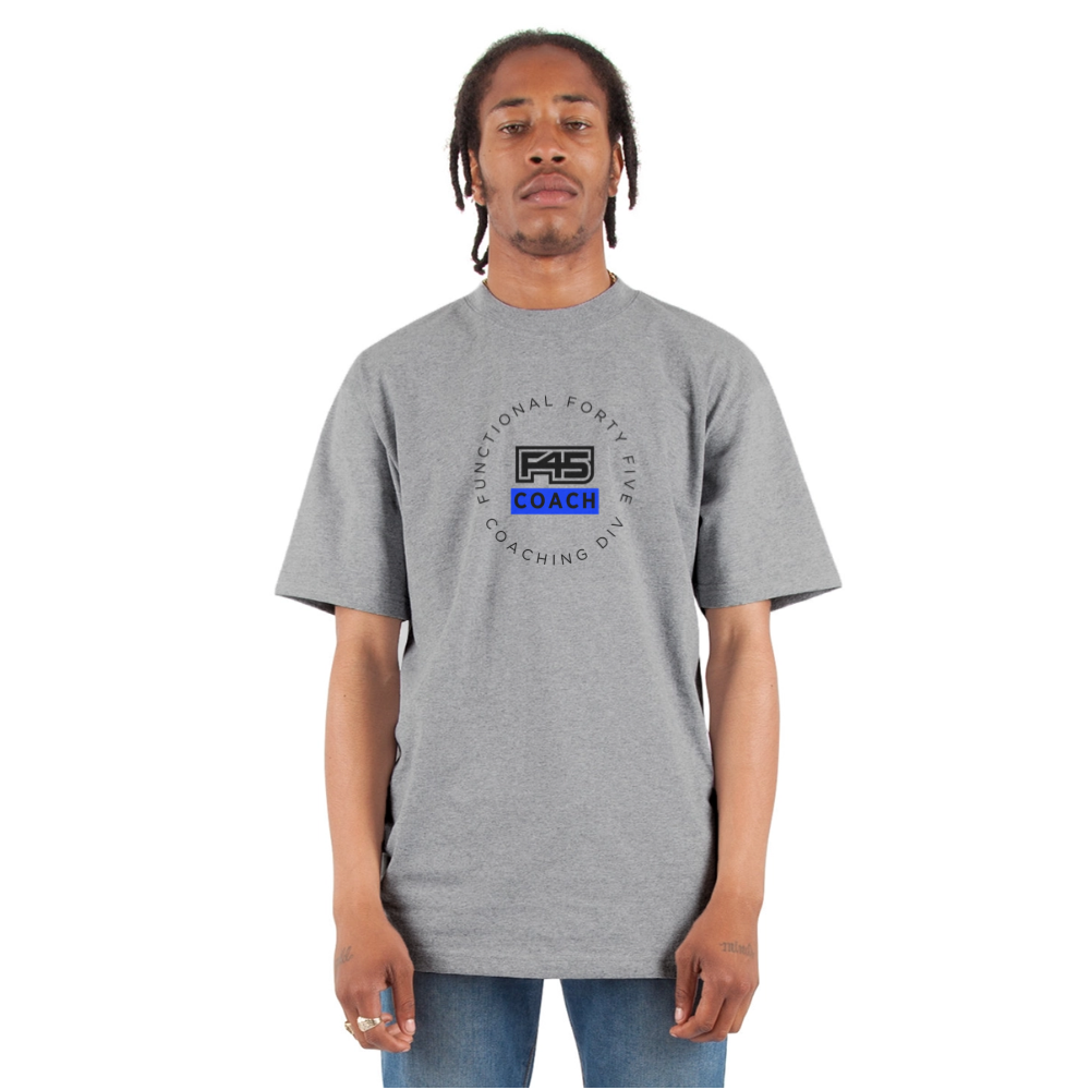 F45 Oversized Coach T-Shirt (Blue) - heather gray