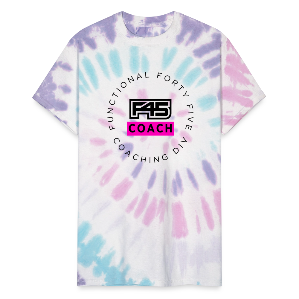Unisex Tie Dye Coach T-Shirt (Pink logo) (5 colors) - Pastel Spiral