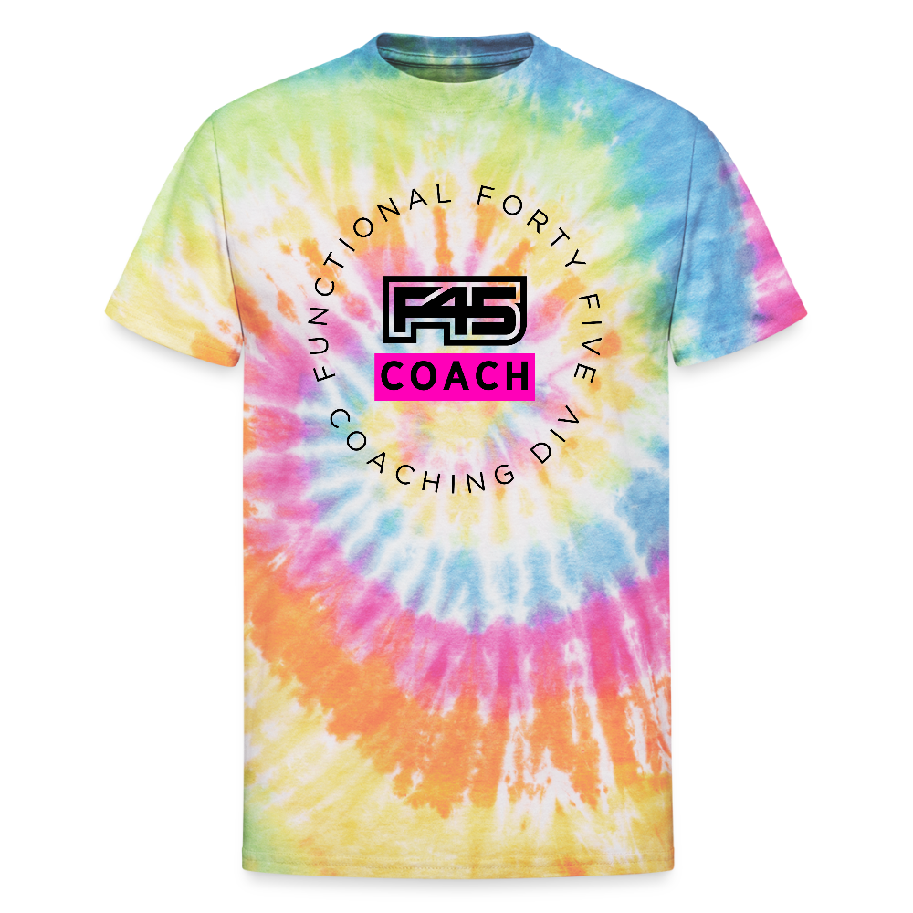Unisex Tie Dye Coach T-Shirt (Pink logo) (5 colors) - rainbow