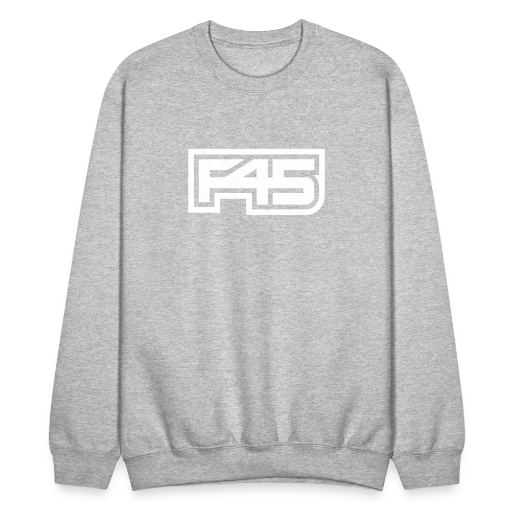 Unisex F45 Crewneck - White Logo - heather gray