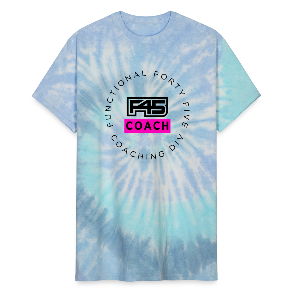 Unisex Tie Dye Coach T-Shirt (Pink logo) (5 colors) - blue lagoon