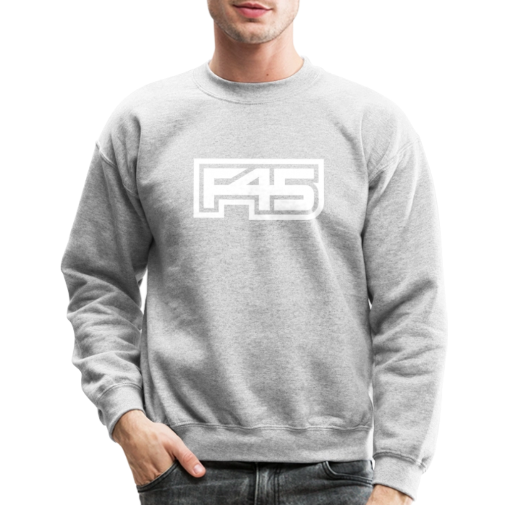 Unisex F45 Crewneck - White Logo - heather gray