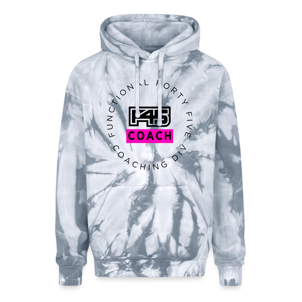 Unisex Tie Dye Coach Hoodie (Pink logo) - spider silver