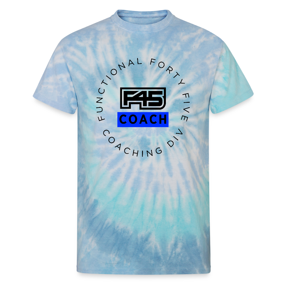 Unisex Tie Dye Coach T-Shirt (Blue logo) (5 colors) - blue lagoon