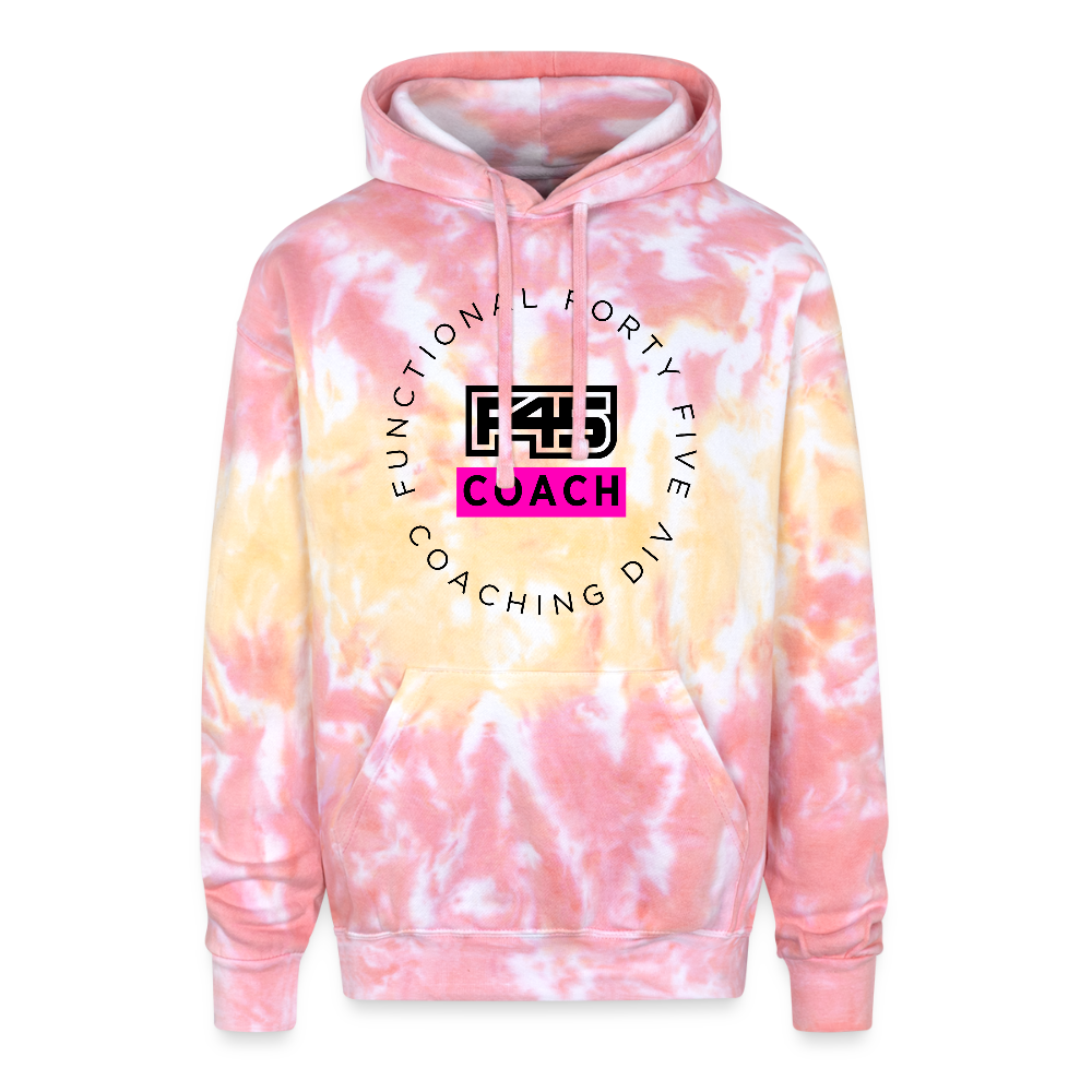 Unisex Tie Dye Coach Hoodie (Pink logo) - funnel cake