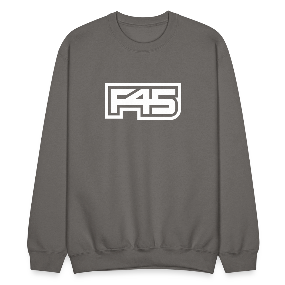 Unisex F45 Crewneck - White Logo - asphalt gray
