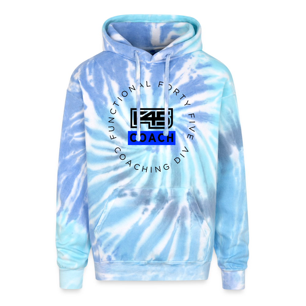 Unisex Tie Dye Coach Hoodie (Blue logo) - blue lagoon