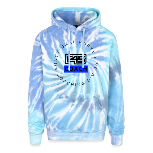 Unisex Tie Dye Coach Hoodie (Blue logo) - blue lagoon
