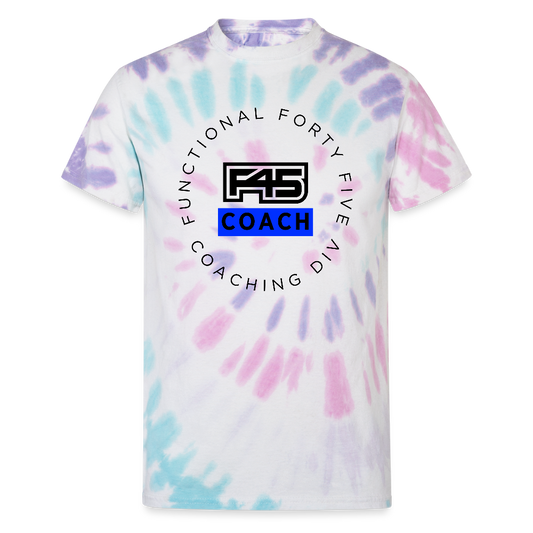 Unisex Tie Dye Coach T-Shirt (Blue logo) (5 colors) - Pastel Spiral