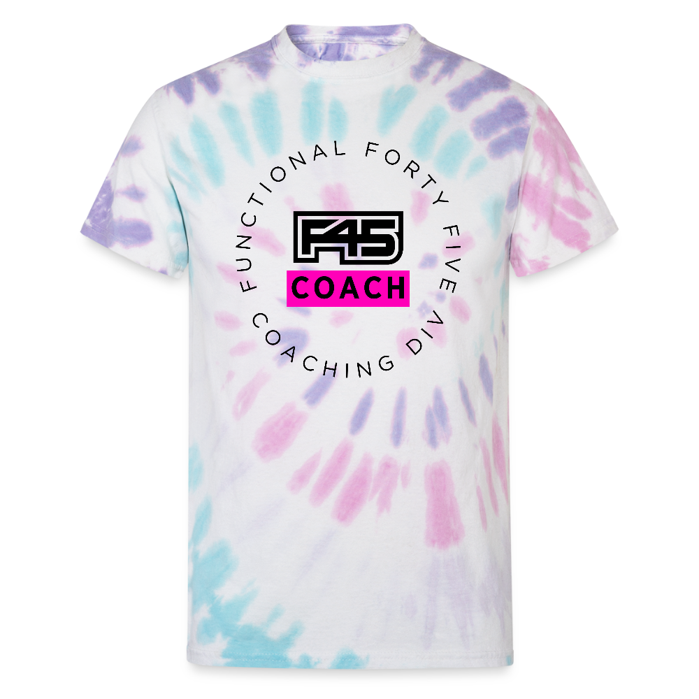 Unisex Tie Dye Coach T-Shirt (Pink logo) (5 colors) - Pastel Spiral