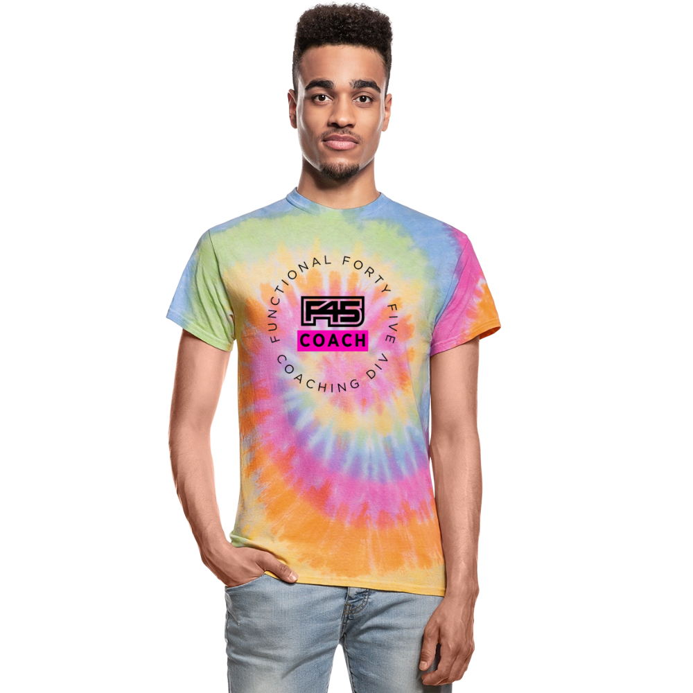 Unisex Tie Dye Coach T-Shirt (Pink logo) (5 colors) - rainbow